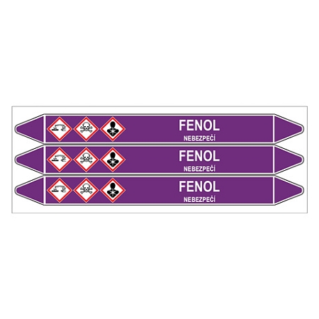 Značení potrubí, fenol,3 ks, 355 × 37 mm